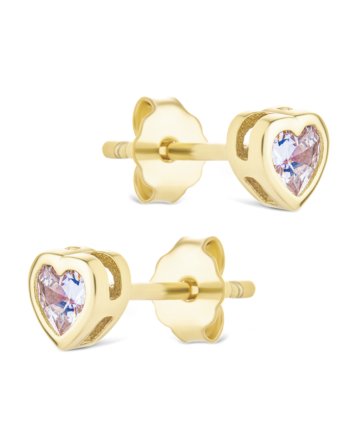 Bezel Set CZ Heart Studs