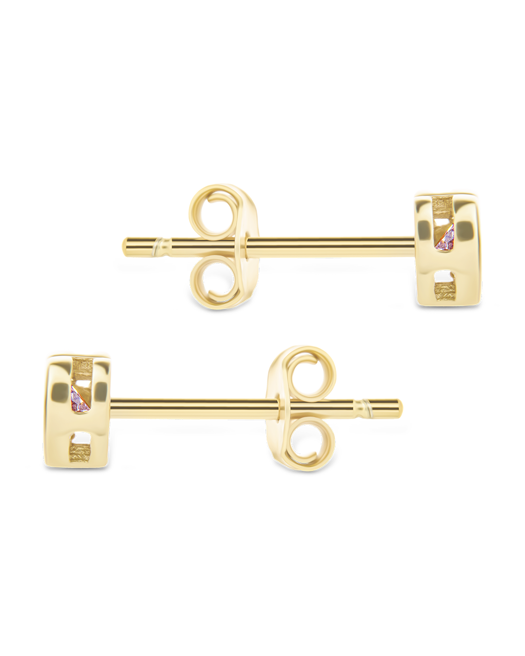 Bezel Set CZ Heart Studs