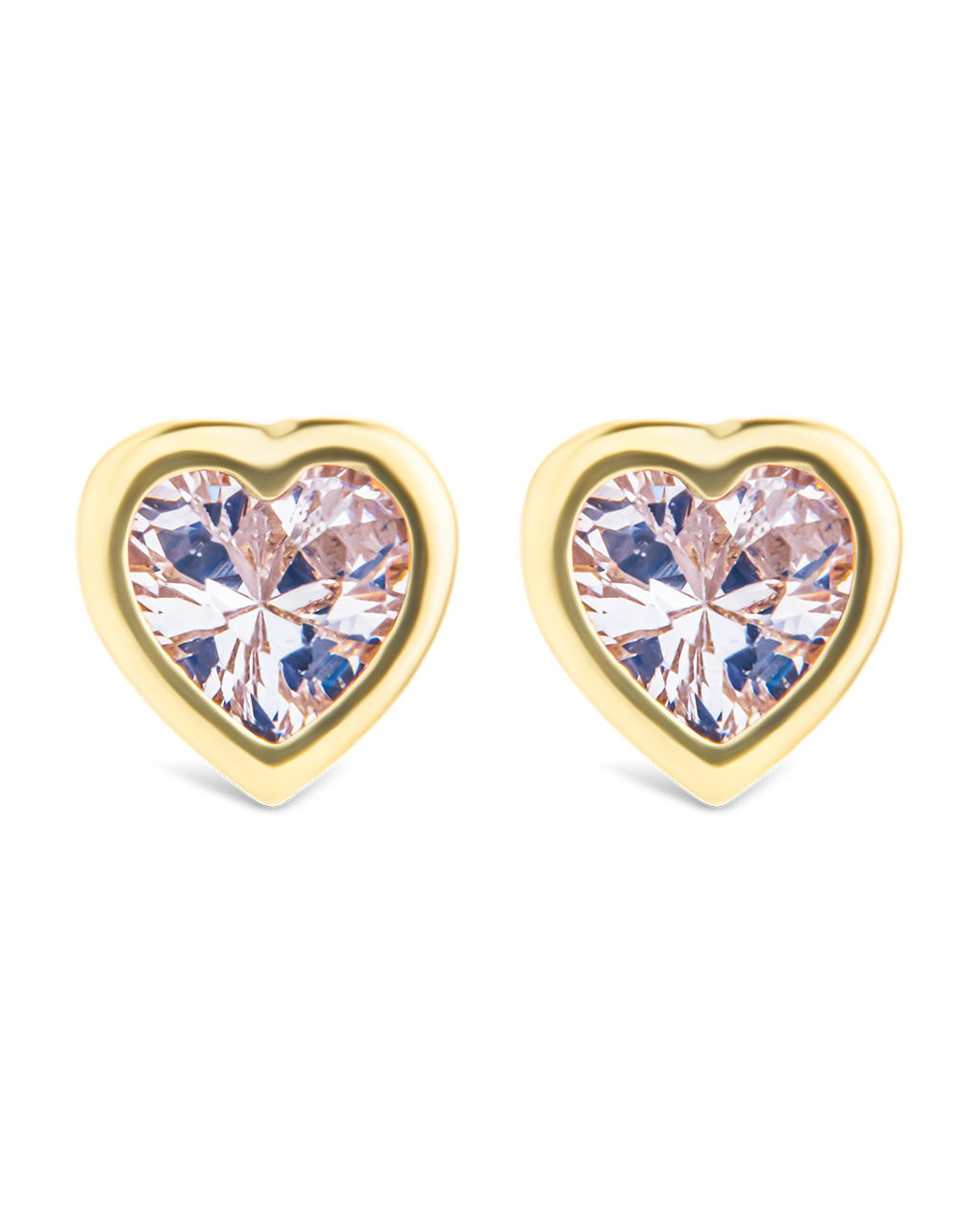 Bezel Set CZ Heart Studs