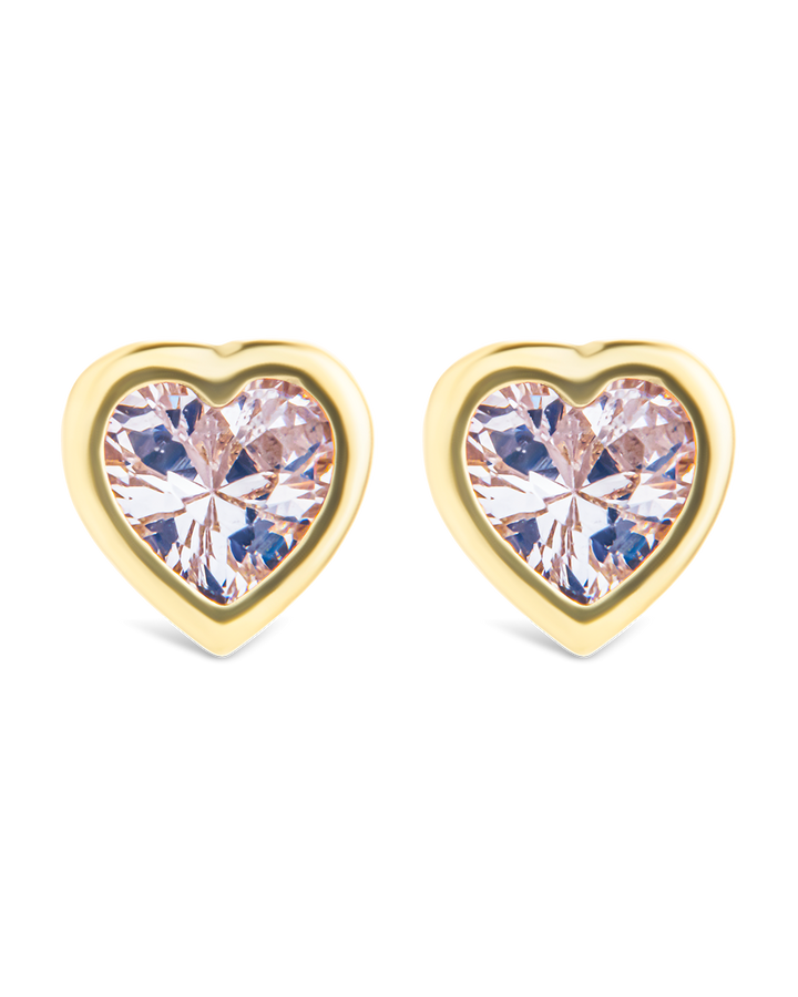 Bezel Set CZ Heart Studs