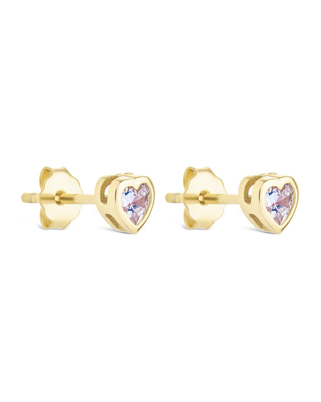 Bezel Set CZ Heart Studs