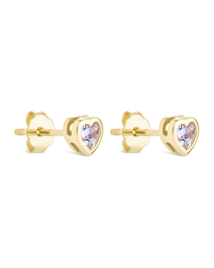 Bezel Set CZ Heart Studs