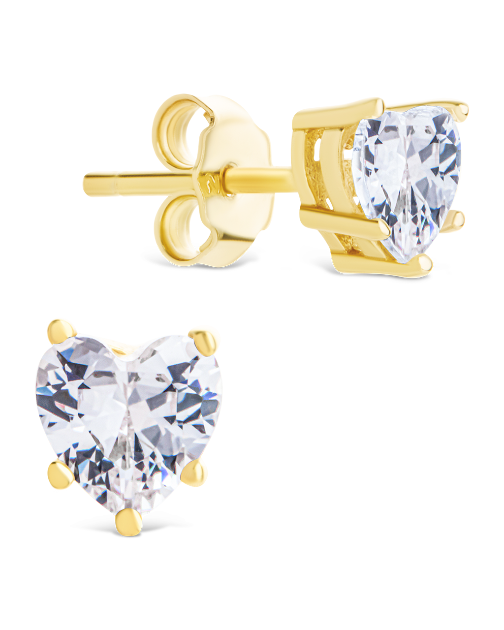 Heart CZ Stud Earrings - 5mm