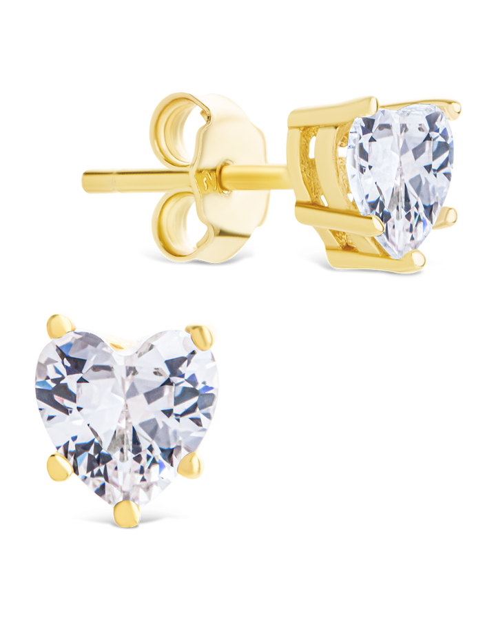 Heart CZ Stud Earrings - 5mm