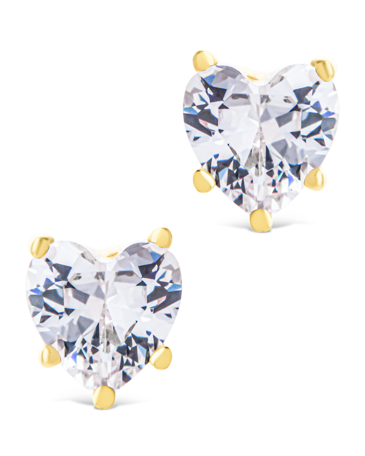 Heart CZ Stud Earrings - 5mm