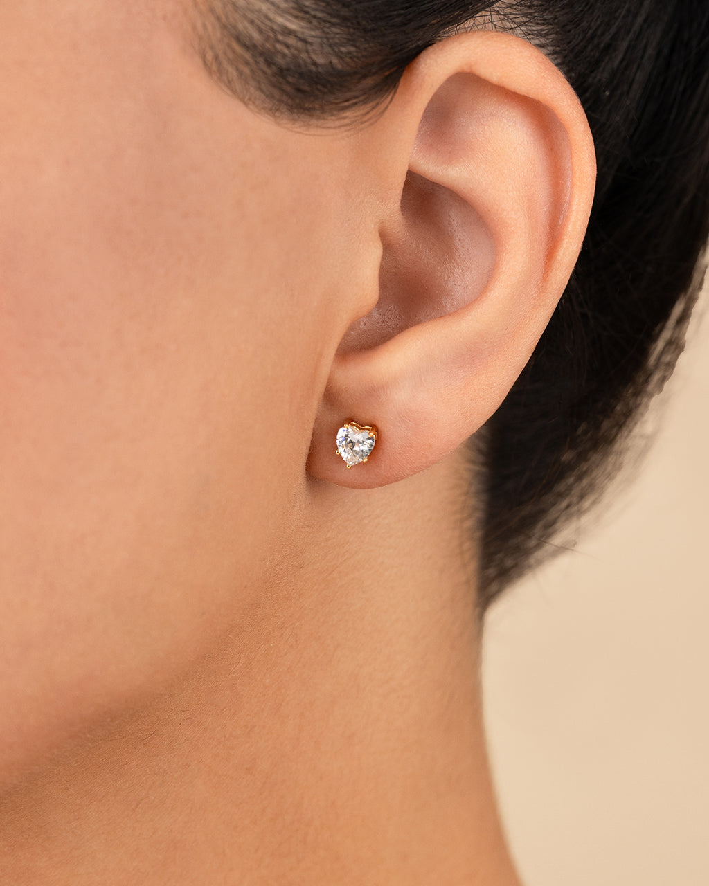 Heart CZ Stud Earrings - 5mm