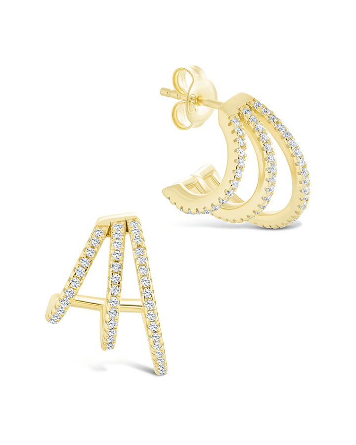 Porter Triple Row CZ Huggie Hoops