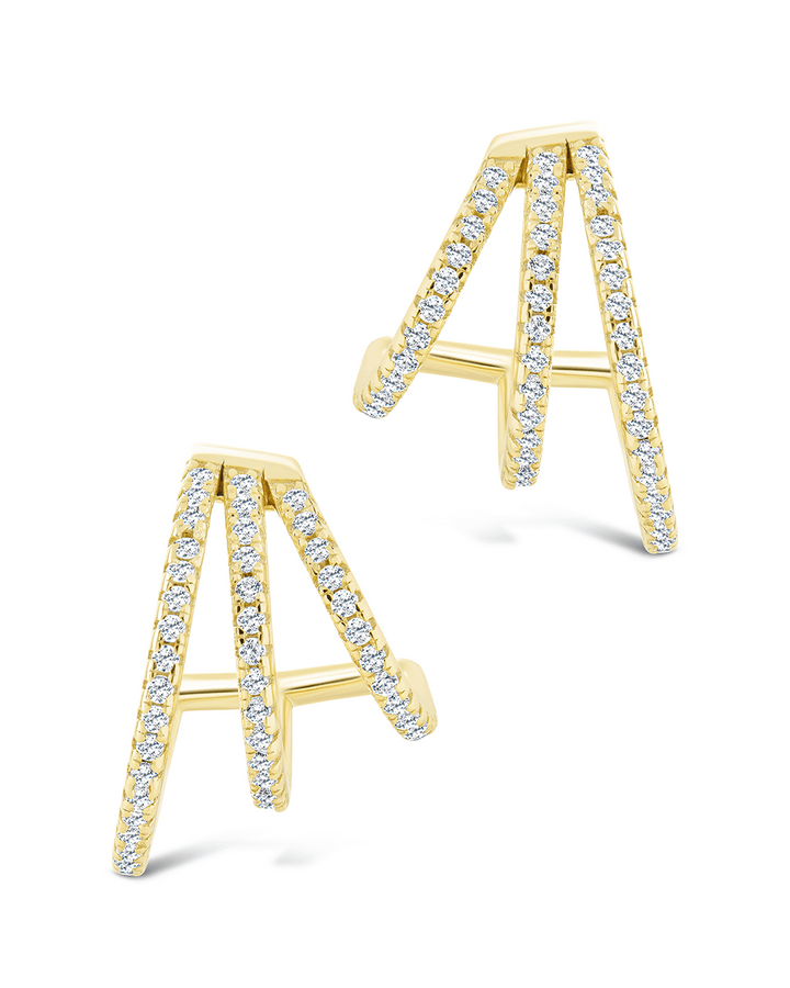 Porter Triple Row CZ Huggie Hoops