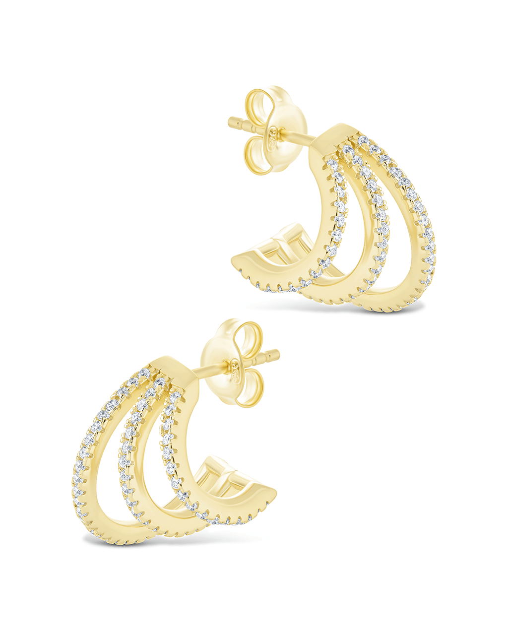 Porter Triple Row CZ Huggie Hoops