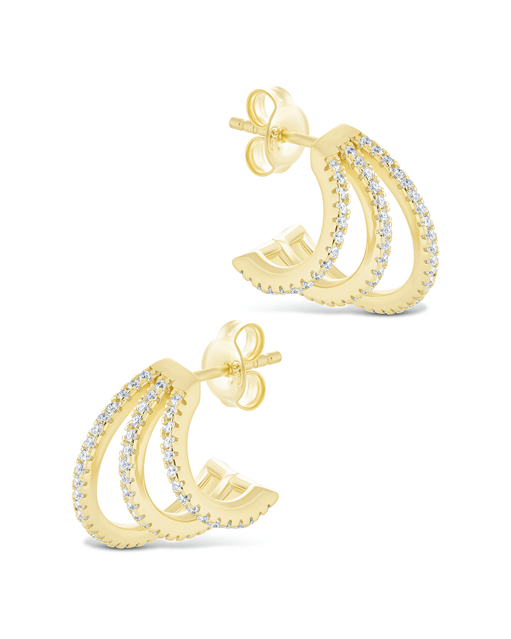 Porter Triple Row CZ Huggie Hoops