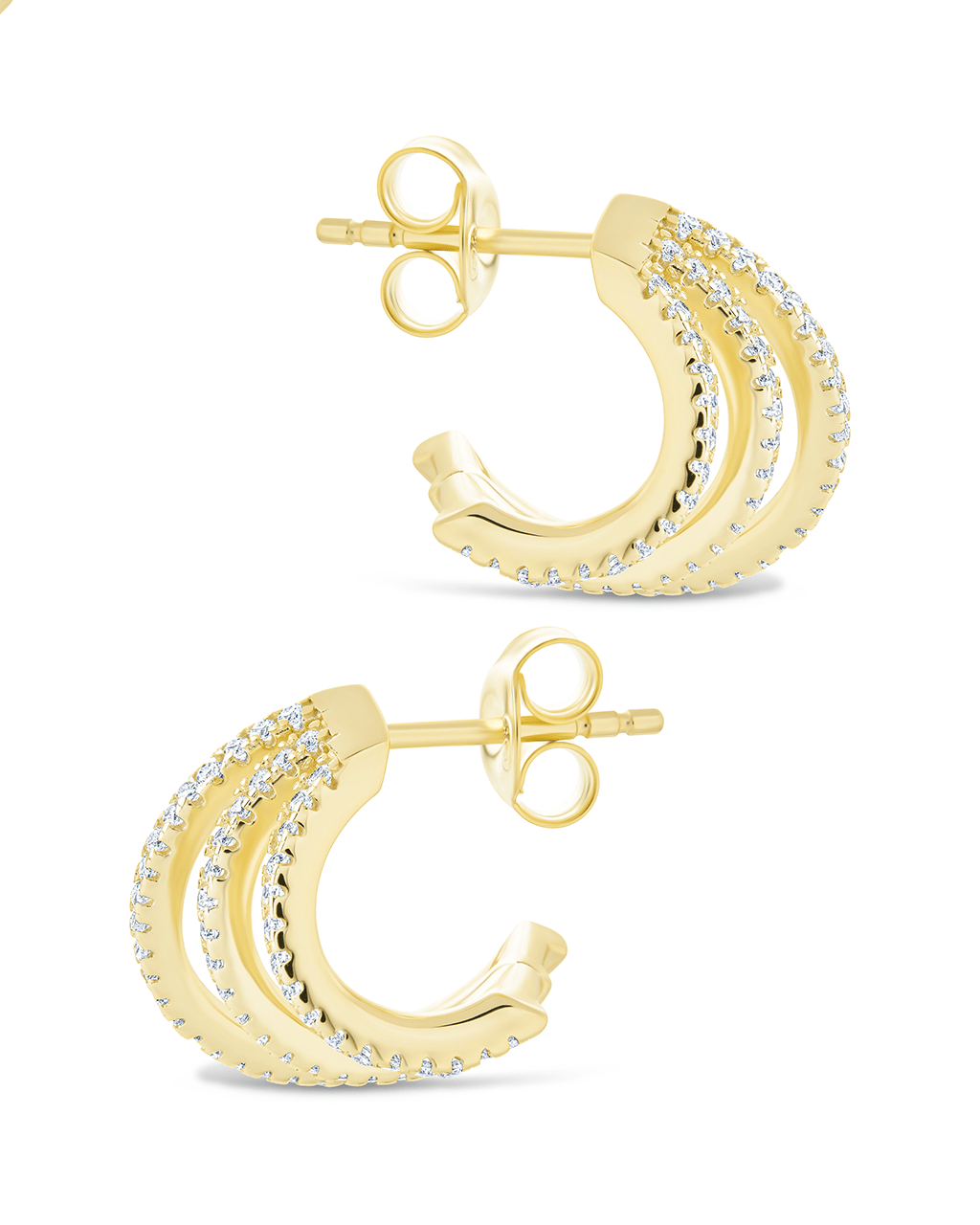 Porter Triple Row CZ Huggie Hoops