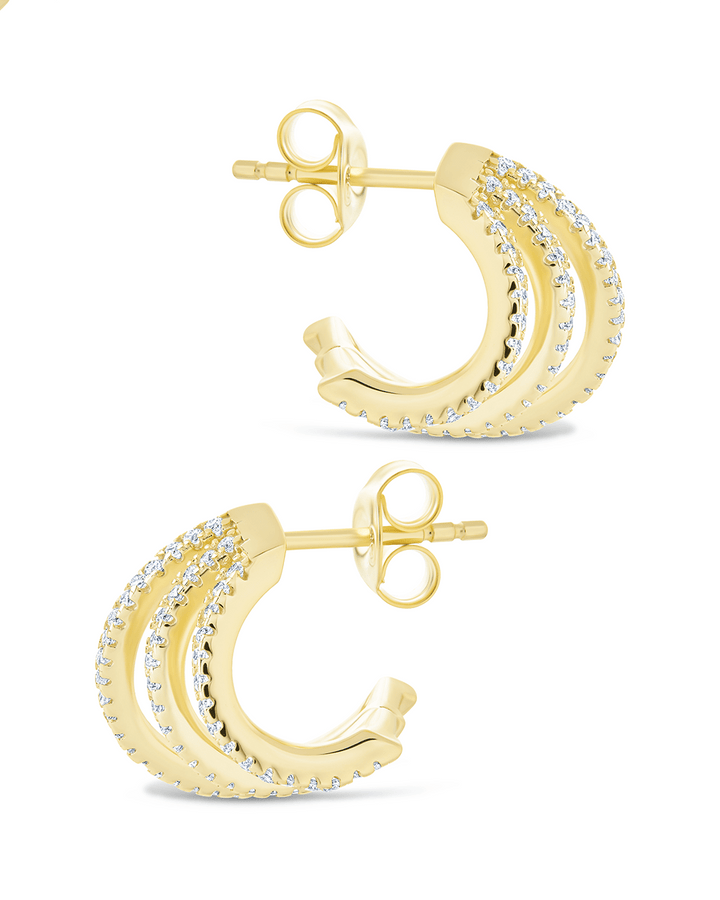 Porter Triple Row CZ Huggie Hoops