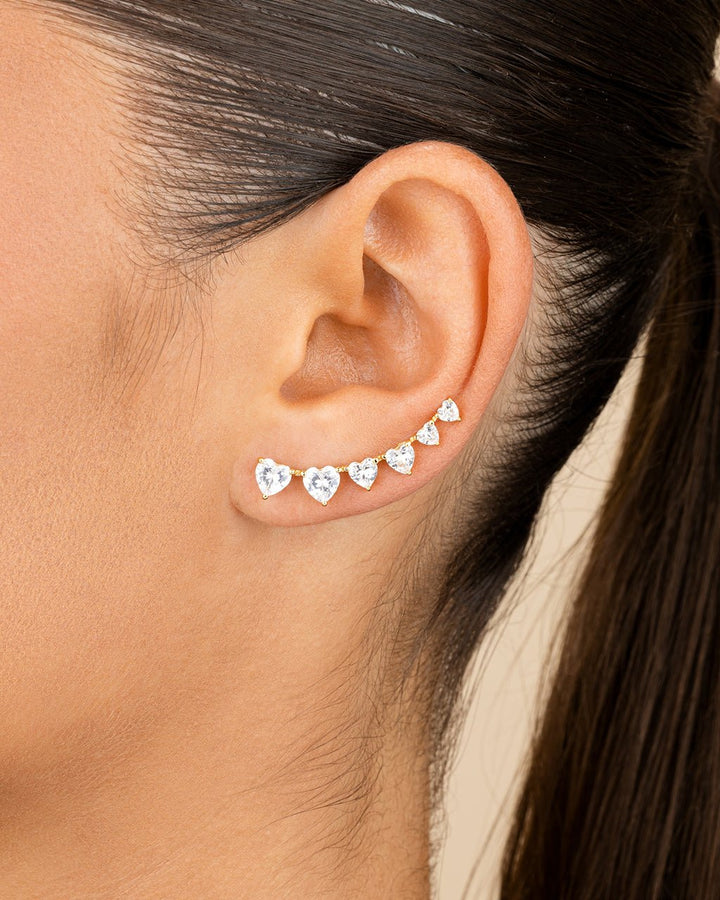Jillian CZ Heart Crawler Studs