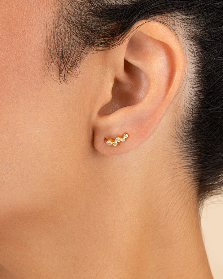 Talia CZ Bezel Crawler Earrings