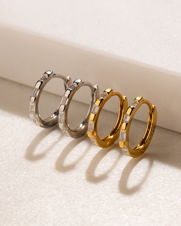 Henley CZ Baguette Micro Hoop Earrings