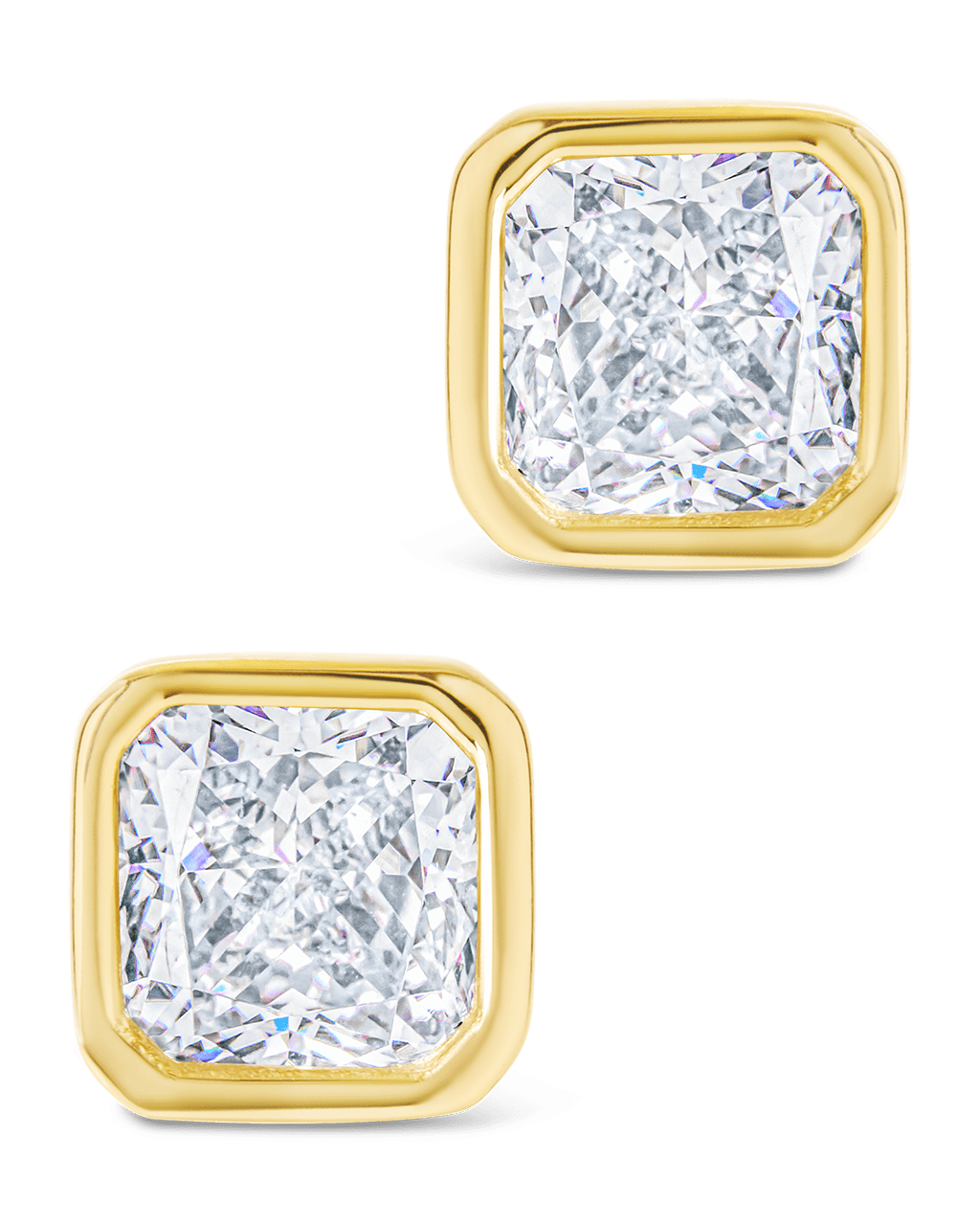 Asscher Cut Bezel Set Stud Earrings