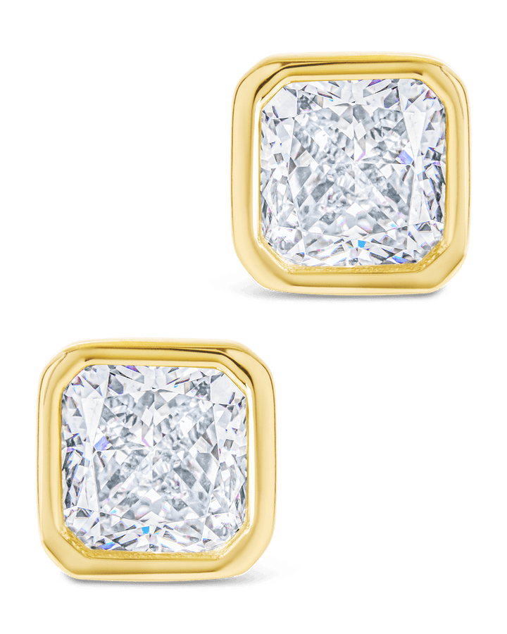 Asscher Cut Bezel Set Stud Earrings