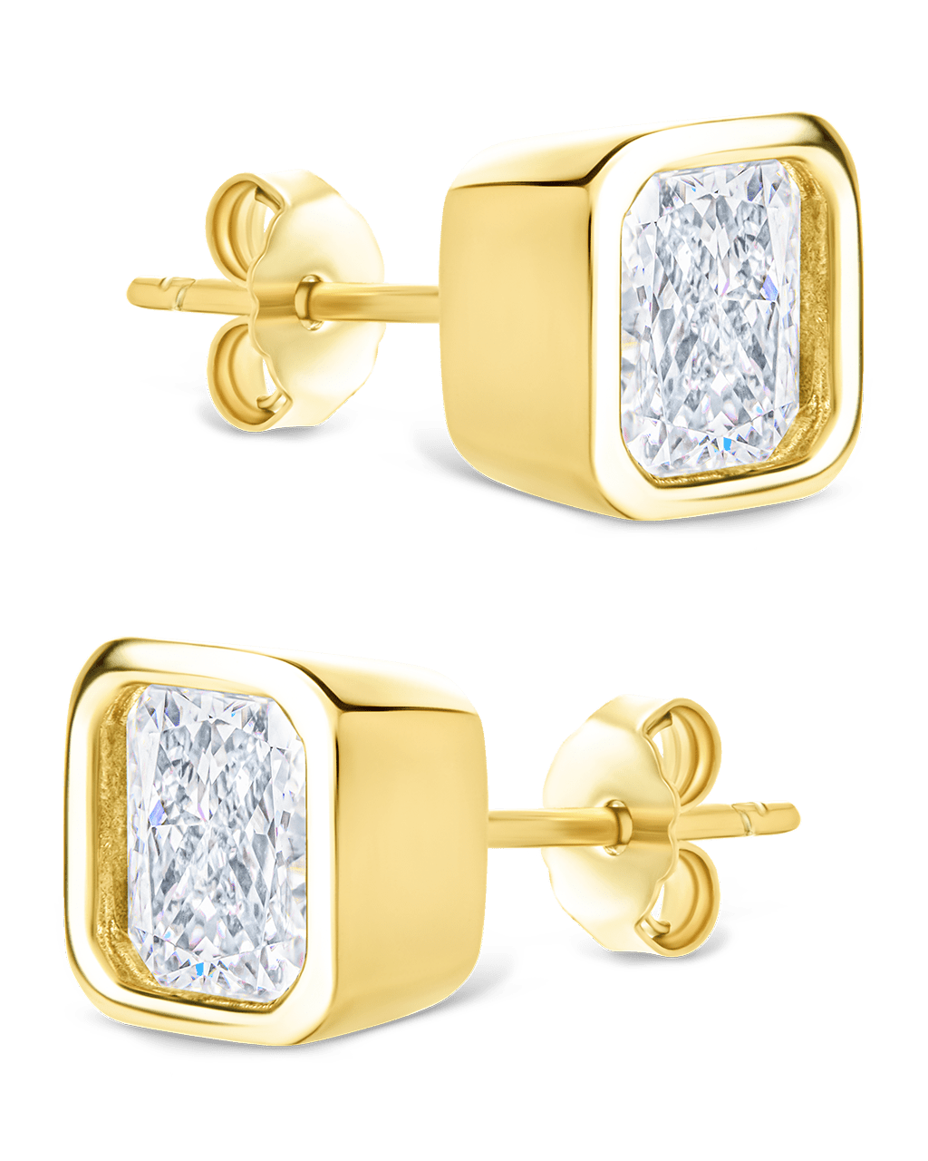 Asscher Cut Bezel Set Stud Earrings