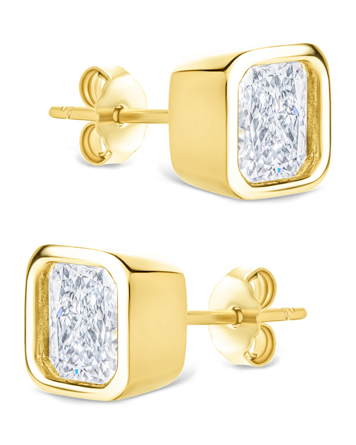 Asscher Cut Bezel Set Stud Earrings