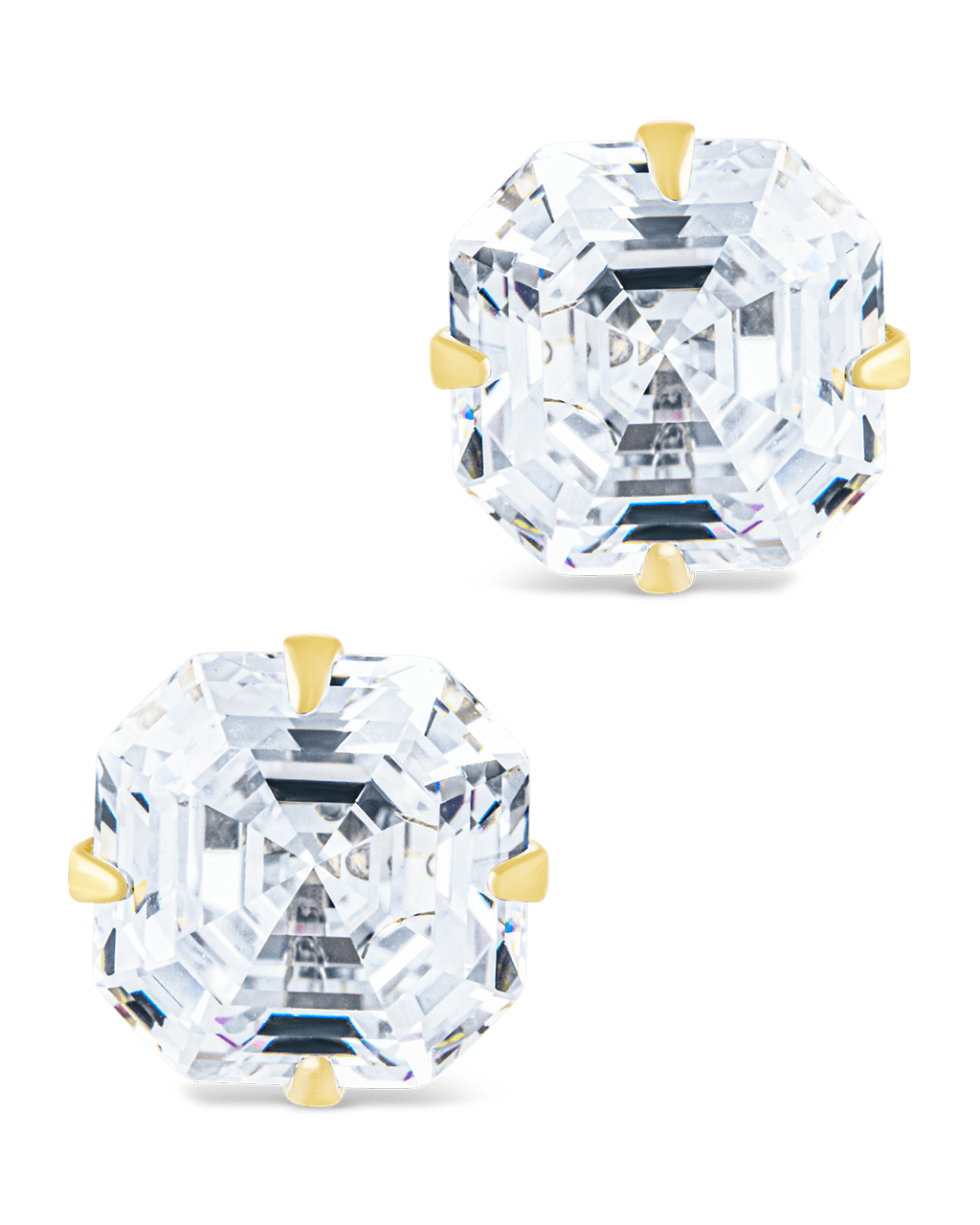 Asscher Cut Prong Set Stud Earrings