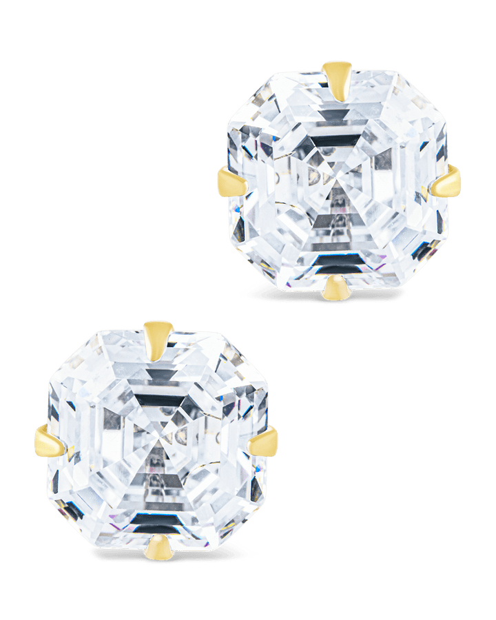 Asscher Cut Prong Set Stud Earrings