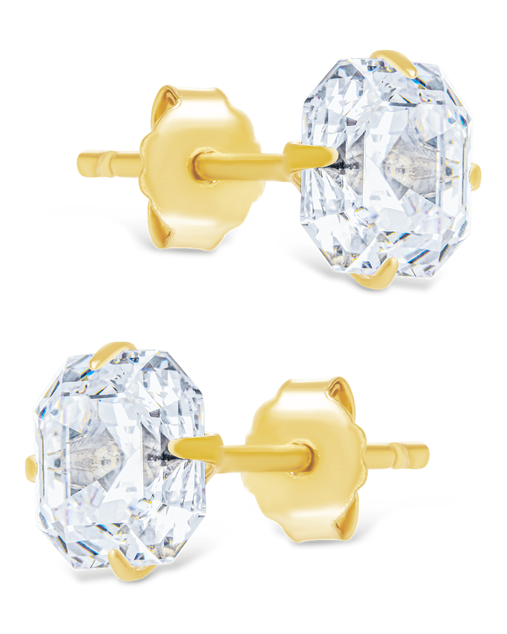 Asscher Cut Prong Set Stud Earrings
