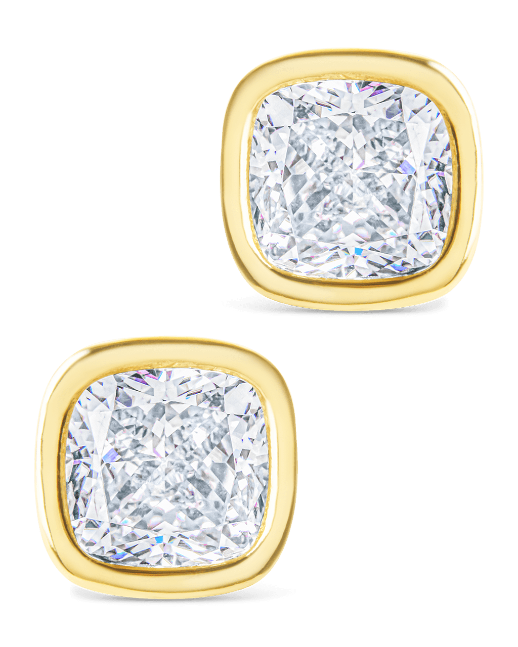 Cushion Cut Bezel Set Stud Earrings