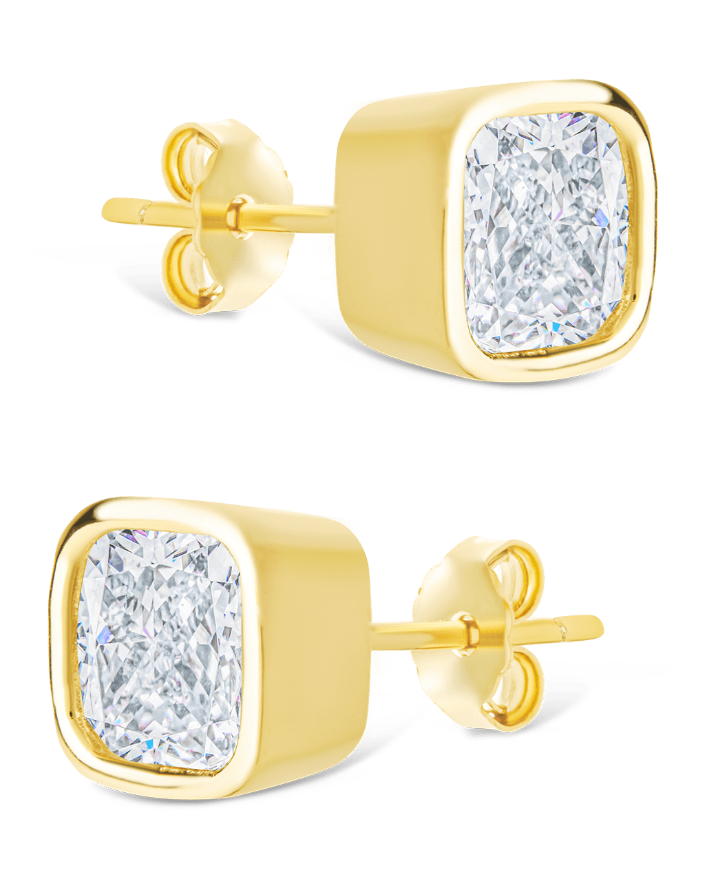 Cushion Cut Bezel Set Stud Earrings