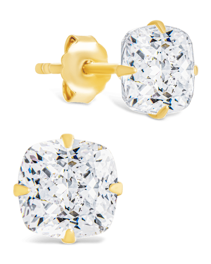 Cushion Cut Prong Set Stud Earrings