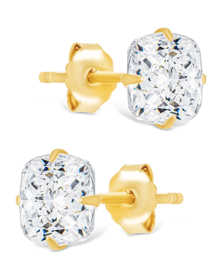 Cushion Cut Prong Set Stud Earrings