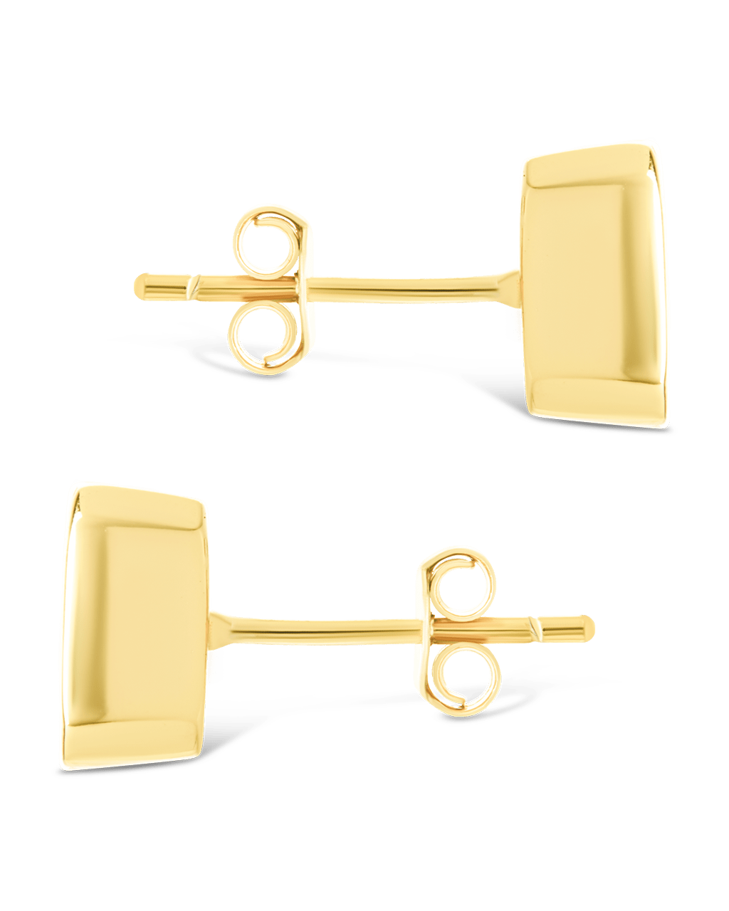 Emerald Cut Bezel Set Stud Earrings