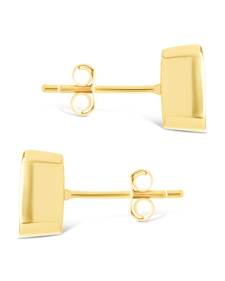 Emerald Cut Bezel Set Stud Earrings