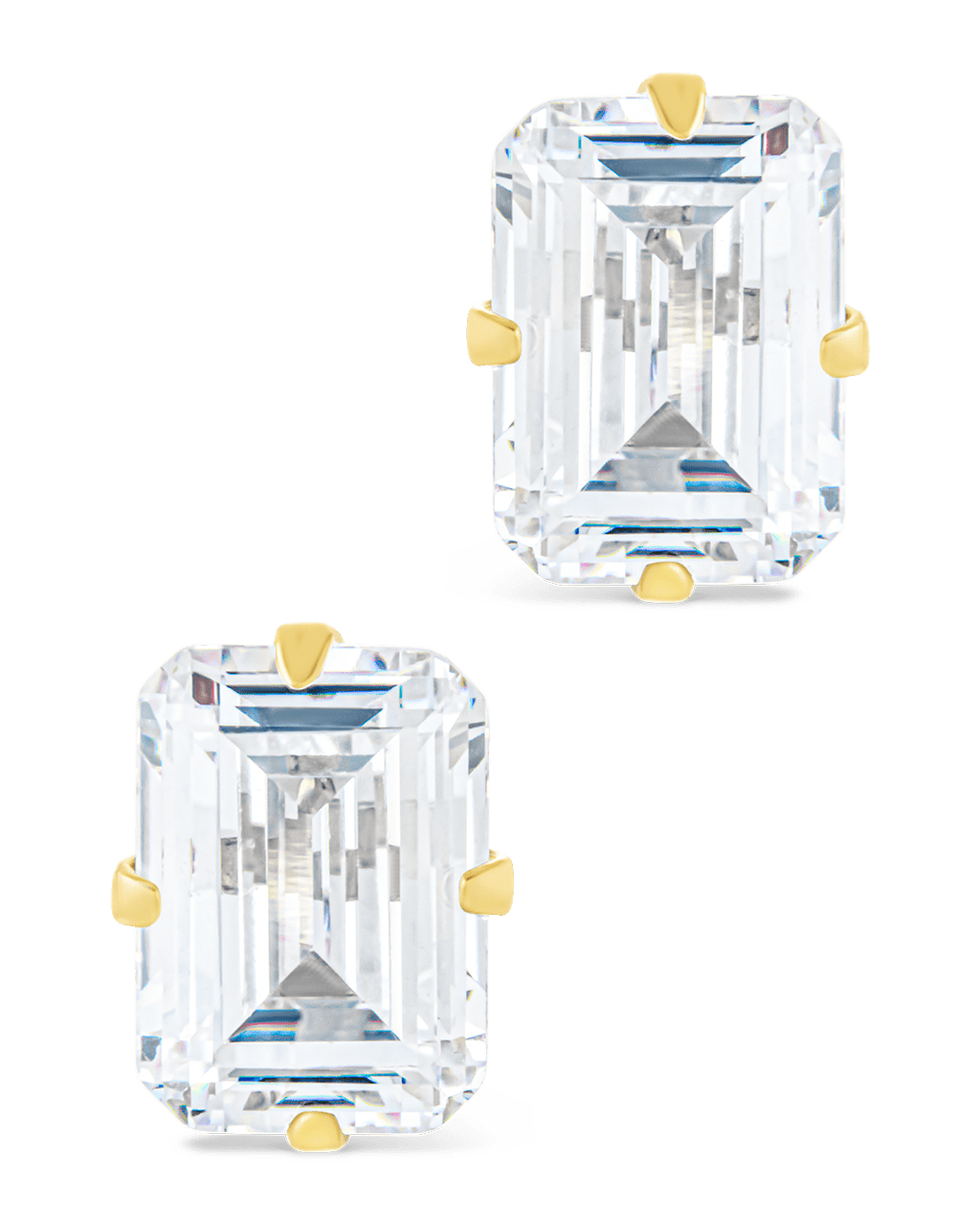 Emerald Cut Prong Set Stud Earrings