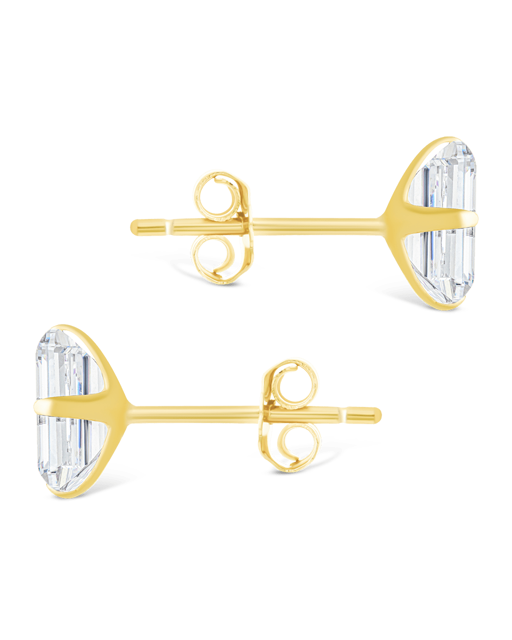Emerald Cut Prong Set Stud Earrings