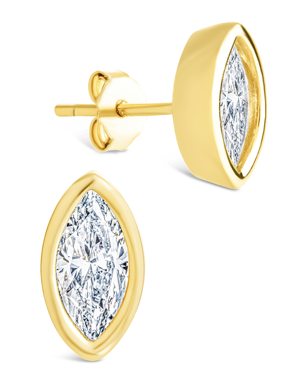 Marquise Cut Bezel Set Stud Earrings
