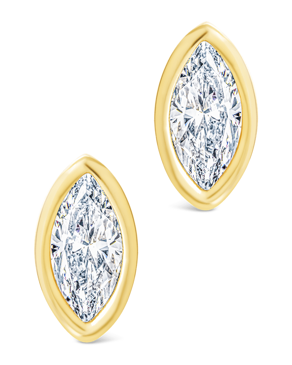 Marquise Cut Bezel Set Stud Earrings