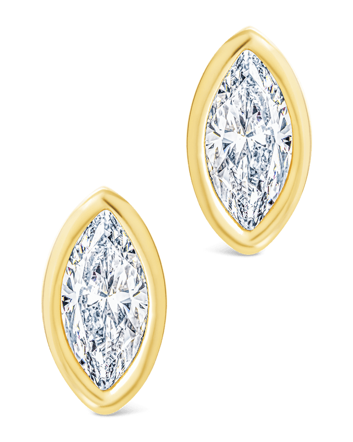 Marquise Cut Bezel Set Stud Earrings