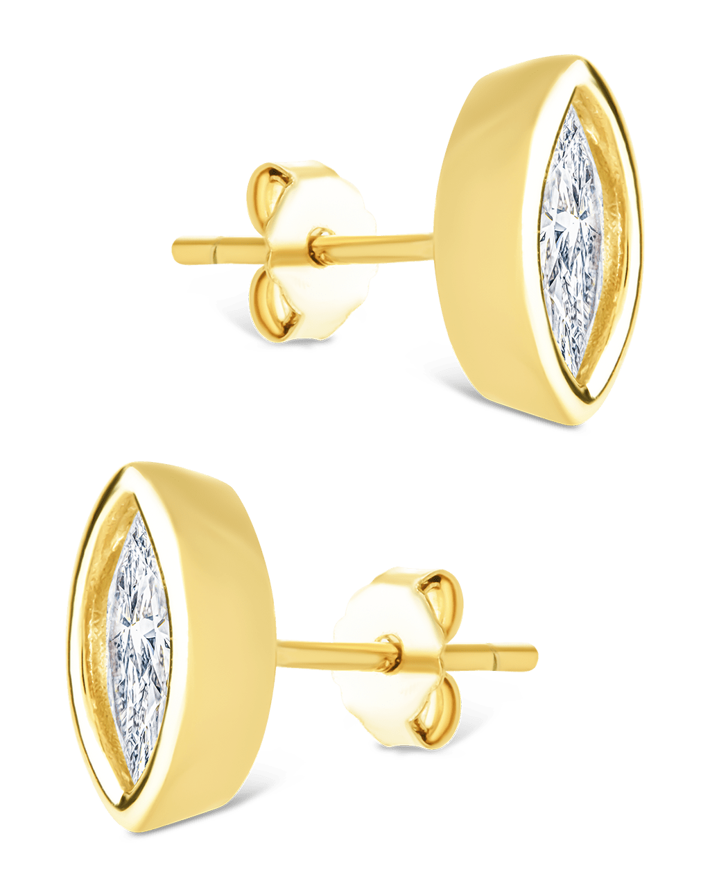 Marquise Cut Bezel Set Stud Earrings