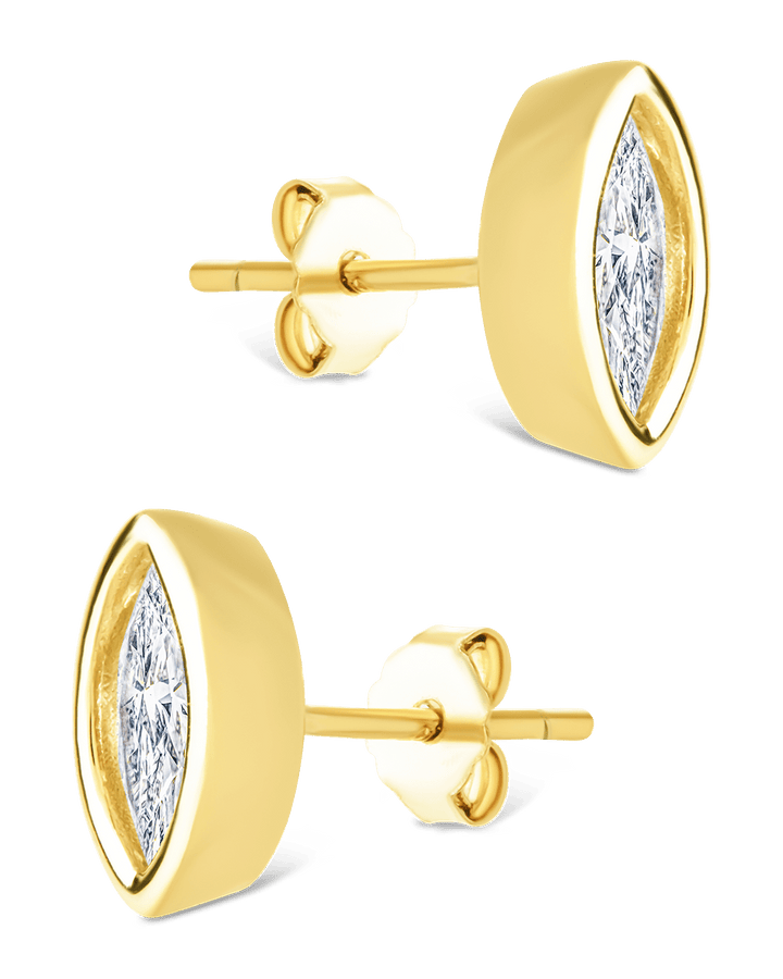 Marquise Cut Bezel Set Stud Earrings