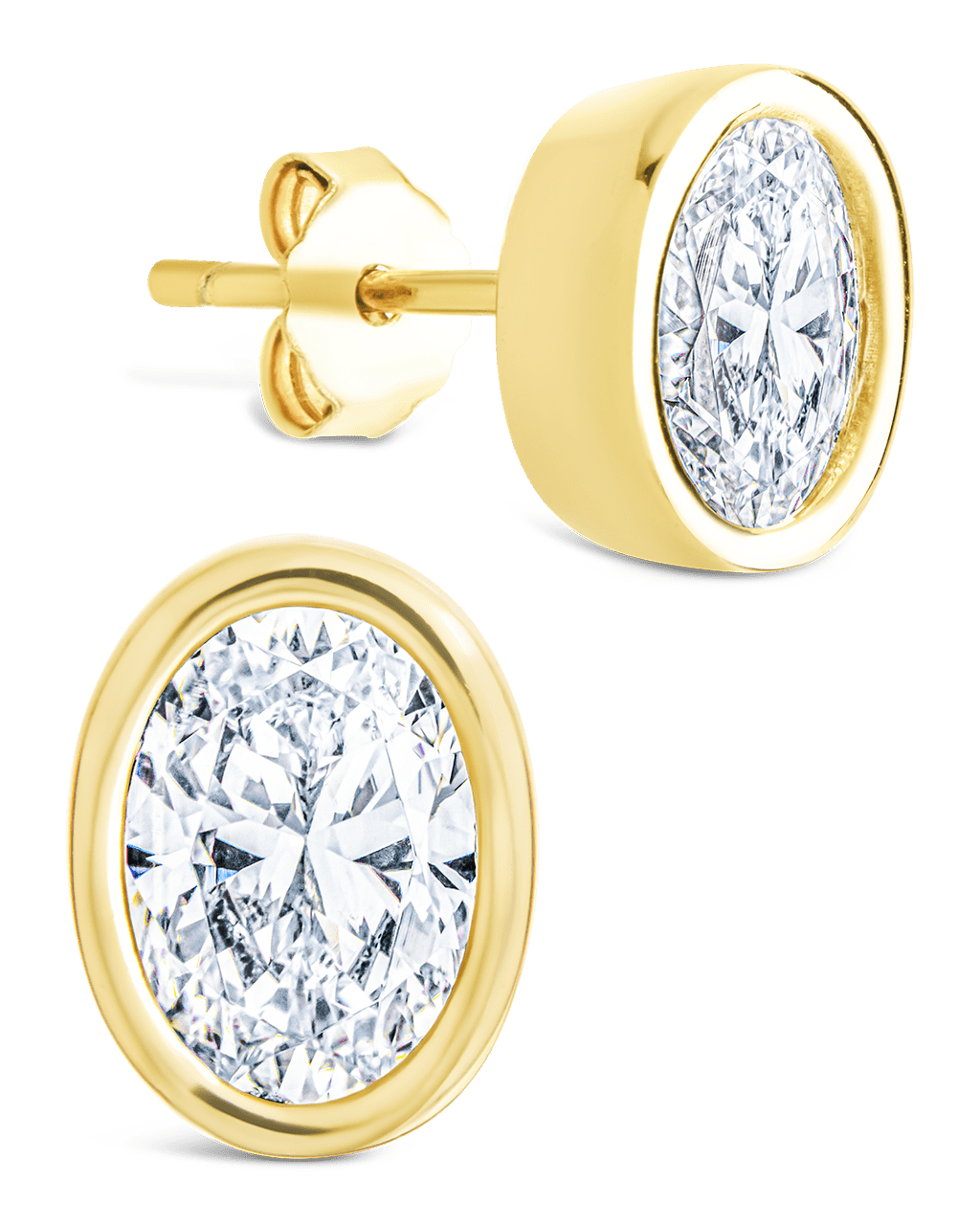 Oval Cut Bezel Set Stud Earrings