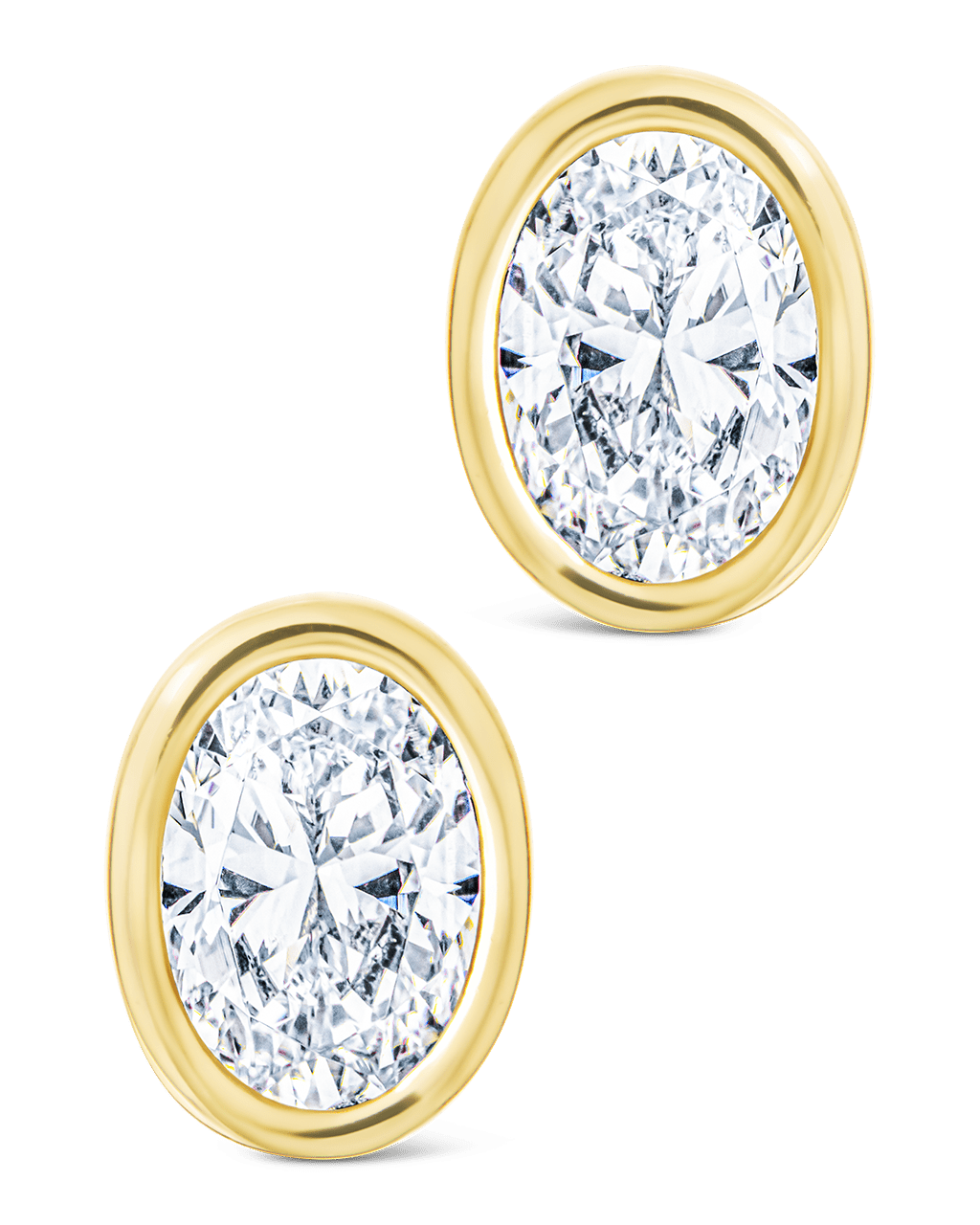 Oval Cut Bezel Set Stud Earrings