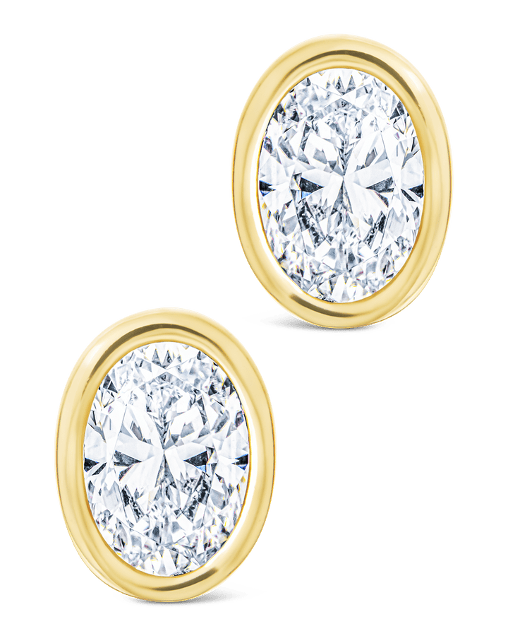 Oval Cut Bezel Set Stud Earrings