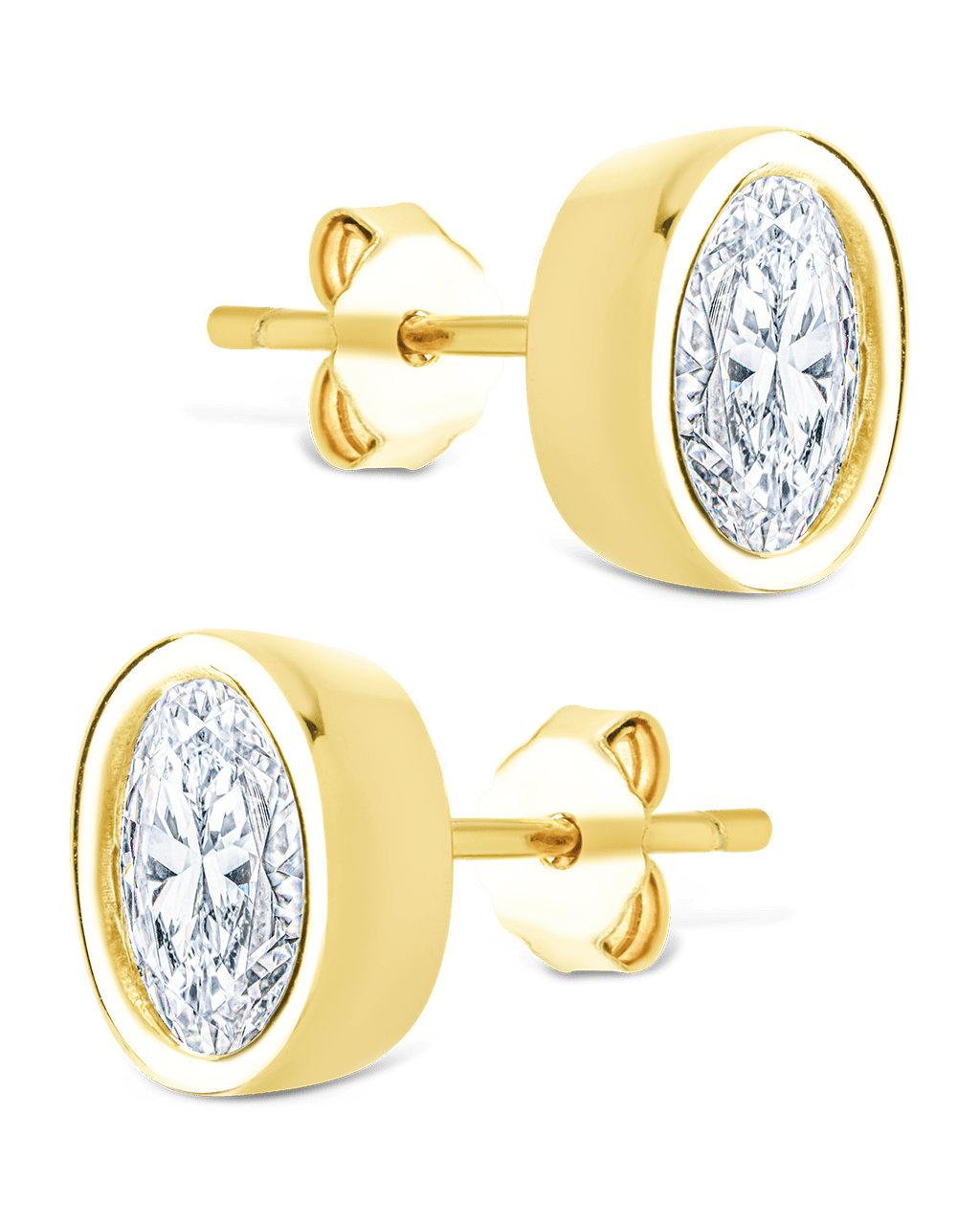 Oval Cut Bezel Set Stud Earrings