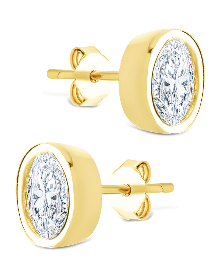 Oval Cut Bezel Set Stud Earrings