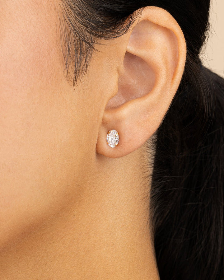 Oval Cut Prong Set Stud Earrings