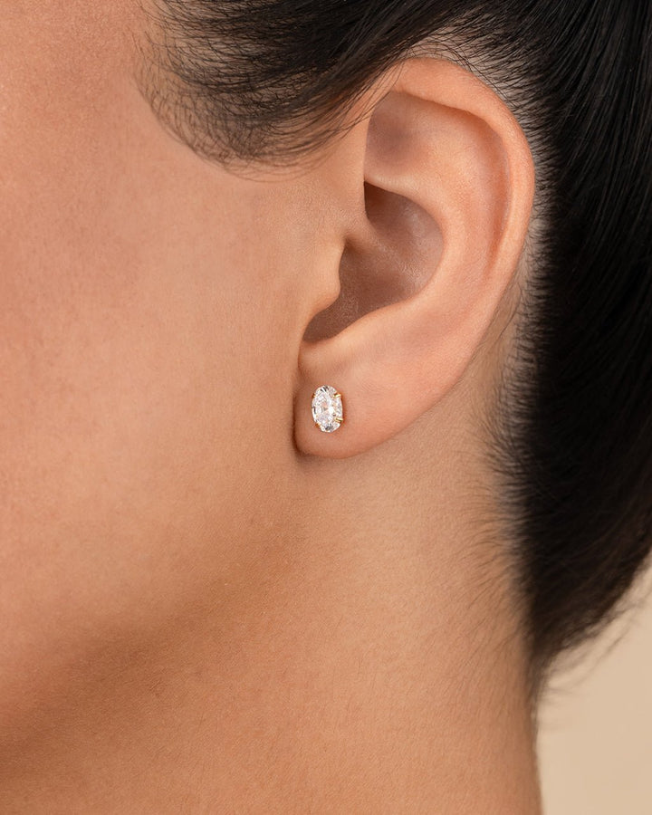 Oval Cut Prong Set Stud Earrings