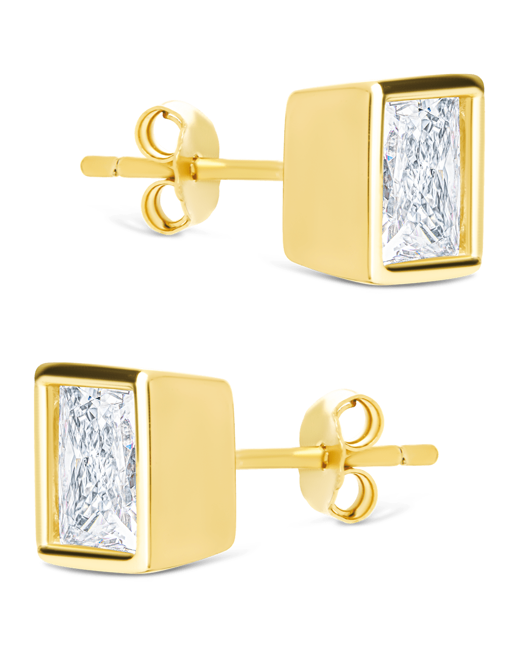 Princess Cut Bezel Set Stud Earrings