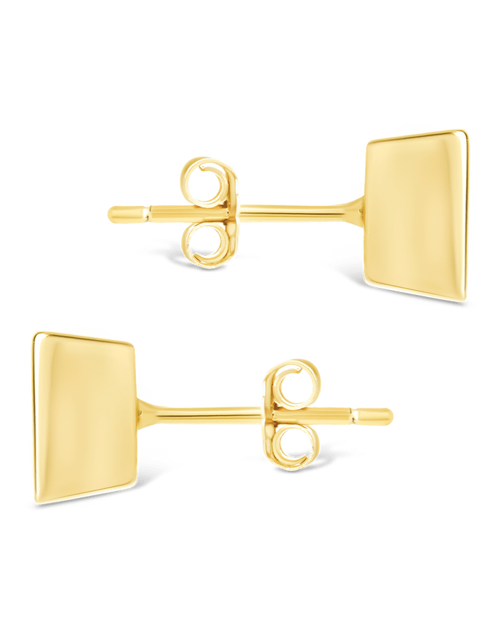 Princess Cut Bezel Set Stud Earrings