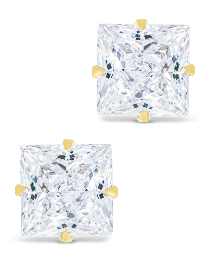 Princess Cut Prong Set Stud Earrings