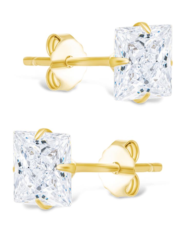 Princess Cut Prong Set Stud Earrings